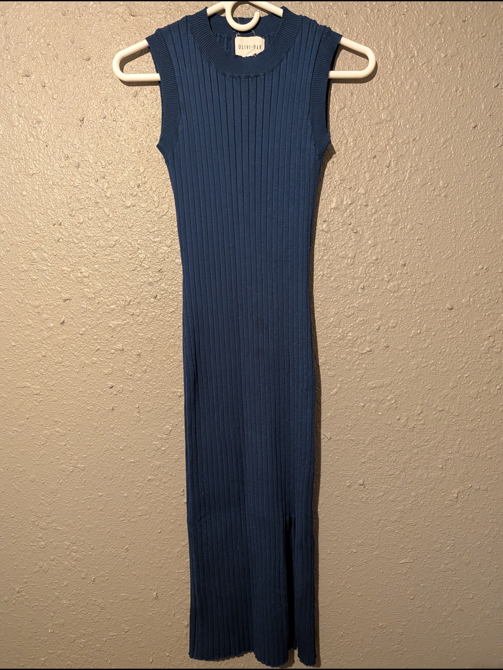S Ribbed Sleeveless Maxi Dress - Navy Blue